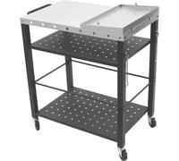 Carro para barbacoa - Mesa de parrilla con ruedas - 4 niveles - 4 ruedas (2 con freno) - Acero inoxidable/acero - 80 x 50 x 83 cm - 90,7 kg por nivel -