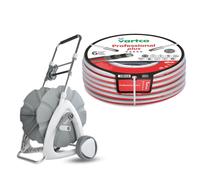 Carro para manguera de jardín, 1/2", 45 metros + Manguera de jardín Vartco Professional Plus, 1/2", 30 metros, marca Agaplast