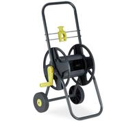 Carro para manguera de jardín de 45 metros, ideal para jardín y balcón, con asa. Dimensiones: 765 x 44 x 41 cm. Color: gris y amarillo. Carro enrollador para manguera de jardín