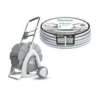 Carro para manguera de jardín + Manguera de jardín Vartco Silver de 1/2" y 20 metros, marca Agaplast
