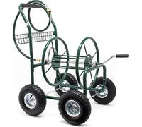 Carro para manguera Wiltec, sin manguera, enrollador de manguera para mangueras de jardín de 5/8" (16 mm) de hasta 76 metros, con ruedas de Ø 25 cm. Carro para manguera de jardín, tambor para manguera