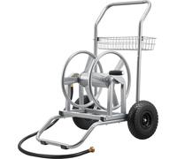 Carro para mangueras VEVOR, modelos 6096/9144 cm, carro para mangueras de jardín, tambor para mangueras con dos ruedas, asa y cesta de almacenamiento, enrollador de mangueras de doble uso para jardín