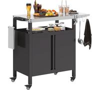Carro para parrilla - Carro para barbacoa - Carro de servicio - Cocina exterior - Mesa de trabajo - Encimera de acero inoxidable