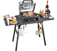 Carro para parrilla - Plegable - Portátil - Patas ajustables - Superficie de trabajo - 129,5 x 53,3 cm - Negro