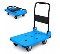 Carro Plataforma Plegable Soporta 550 kg Azul, Ruedas TPR 5"