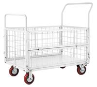 VEVOR Carro Plataforma Plegable con Jaula 1130 x 675 mm, Carretilla de Transporte Carga de 907,18 kg, Carrito Portaequipajes con Ruedas de PU de 150 mm, para Tareas Domésticas, Almacén, Mudanza