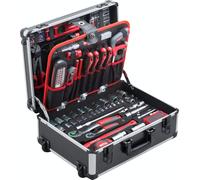 Carro portaherramientas Meister de 156 piezas - Juego de herramientas - Con ruedas - Asa telescópica / Maletín de herramientas profesional lleno / Caja de herramientas con ruedas / Caja de herramienta