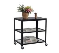 Carro Relaxdays, 3 estantes, Cocina y salón, Medidas H x B x T: 61 x 60 x 40 cm, Carro móvil con Ruedas, Negro