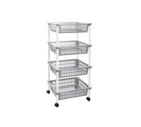 Carro verdulero modelo PLFT con ruedas 4 cestas 85 x 40 x 30 cm , Carrito portaobjetos estantes multiusos para organizar los espacios domésticos, organizador de cocina y hogar