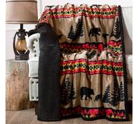 CARSTENS, INC. Manta de Forro Polar Sherpa de Felpa súper Suave de Gran tamaño, 54 x 68 Pulgadas, senderos de Oso Negro