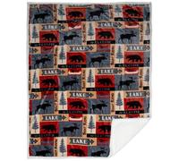 CARSTENS, INC. Ultra Premium Sherpa Throw Blanket Manta, Forro Polar de Piel sintética, Casa Lago, Large 54" x 68"