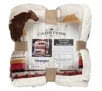 Carstens, Inc. Wrangler Running Horse Country Sherpa Manta de Forro Polar, marrón, Talla única