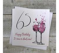 Cartas de algodón blanco SPA65 "65 Happy Birthday It's Time to Drink Wine!" Tarjeta de cumpleaños hecha a mano 65º