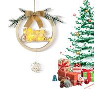 Cartel de madera para puerta de feliz Navidad con cartel de bienvenida para Navidad, cartel redondo de madera para puerta de entrada, porche, restaurante, apartamento