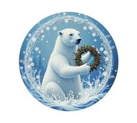 Cartel de metal redondo con diseño de oso polar con corona de Navidad, copo de nieve, para cafetería, bar, pub, hogar, sala de juegos, gimnasio, club, decoración de pared, póster de metal vintage de 8