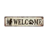 Cartel de metal vintage con diseño de silueta de oso bosque y desierto, decoración de pared, póster de metal, 10 x 40 cm