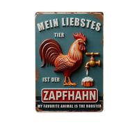 Cartel de metal vintage con grifo de cerveza de gallo para decoración de pared interior y exterior, póster de metal retro de 8 x 12 pulgadas