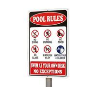 Cartel de normas de piscina,Cartel Metálico Vintage Resistente a la Decoloración - Decoración Exterior para Piscina | para Patio Aceras Parque Playa Finca Advertencia Niños Adultos