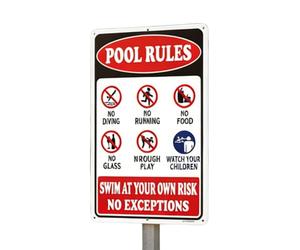 Cartel de normas de piscina,Cartel Metálico Vintage Resistente a la Decoloración - Decoración Exterior para Piscina | para Patio Aceras Parque Playa Finca Advertencia Niños Adultos