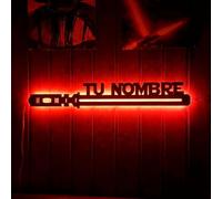 Cartel neón led espada laser Star Wars y nombre personalizad decorar pared (max. 9 caracteres) Letrero decorativo personalizable luz películ Guerra de las Galaxias Lámpara The Last Jedi sable