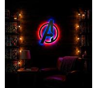 Cartel neon-led inspirado logo Avengers Vengadores luz pared - Letrero luminoso para colgar en la pared inspiración Marvel los vengadores Personalizable