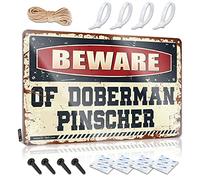 Cartel pequeño rústico para pared, impresiones divertidas con cita para cochera, regalo para jefes, metal antioxidante, cuidado con Doberman Pinscher (30 x 40 cm)