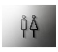 Cartel Wc Placa de letrero baño oro negro 3D, etiqueta adhesiva for puerta, soporte for inodoro, tablero señalización, arte, decoración hotel(4,Black 25x16cm)