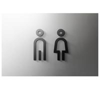 Cartel Wc Placa de letrero baño oro negro 3D, etiqueta adhesiva for puerta, soporte for inodoro, tablero señalización, arte, decoración hotel(22,Grey 18x11cm)