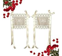 Carteles De Encaje Just Married Para Silla 2 Piezas Cinta De Encaje Con