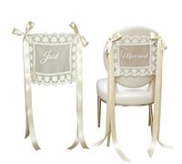 Carteles De Encaje Just Married Para Silla 2 Piezas Cinta De Encaje Con