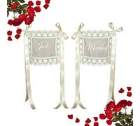 Carteles De Encaje Just Married Para Silla 2 Piezas Cinta De Encaje Vintage