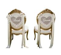 Carteles para Sillas de Novios 2 Piezas Corazón Encaje Transparente Con 3 | Elegante Decoración De Silla Para Bodas Para Recepción Despedida Soltera Iglesia Salón Pasillo Entrada