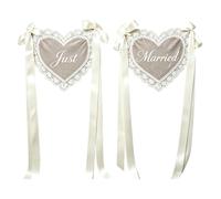Carteles para Sillas de Novios 2 Piezas Corazón Encaje Transparente Con | Decoraciones Para Silla En Boda Para Recepción Despedida Soltera Iglesia Salón Pasillo Entrada