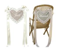 Carteles para Sillas de Novios 2 Piezas Corazón Encaje Transparente Vintage | de Respaldo Sillas Para Recepción Despedida Soltera Iglesia Salón Pasillo Entrada