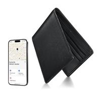 Cartera con rastreador para hombre, funciona con Apple Find My APP (solo iOS), cartera Air Tag, carteras inteligentes para hombre con rastreador GPS, bloqueo RFID de cuero plegable, batería recargable