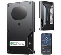 Cartera delgada integrada con chip Airtag, cartera inteligente compatible solo con Apple Find My iOS, Negro
