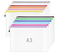 Carteras de plástico A3 con cremallera, carpeta de documentos A3, bolsa grande con cremallera, bolsa de malla con cremallera para escuela, oficina, viajes, almacenamiento, 12 colores