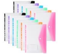 Carteras de plástico A4 con bolsillos perforados, 11 agujeros expandibles para bolsa de documentos de 2/3/4 anillos con botón a presión y etiqueta, hojas sueltas transparentes para oficina, escuela