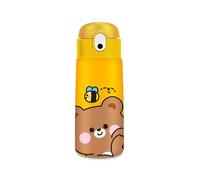 Cartomania Botella térmica chill & refill, Tema oso, naranja, 460 ml, acero libre de BPA, pajita, a prueba de gotas, mantenimiento temperatura caliente 12 h/frío 24 h, escuela, niños, idea