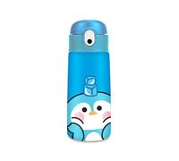 Cartomania Botella térmica chill & refill, tema pingüino, azul, 460 ml, acero libre de BPA, pajita, a prueba de gotas, mantenimiento temperatura caliente 12h/frío 24h, escuela, niños y adultos,