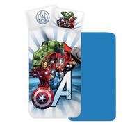 cartoon Juego de sábanas para niños, juego de 3 piezas, sábana bajera, sábanas, fundas de almohada, cama individual, 100% algodón (Avengers)