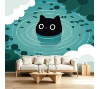 Cartoon - Papel pintado panorámico 3D 500 x 280 cm, moderno animal gato ondulación papel pintado no tejido de alta calidad - mural fotográfico moderno para sala de estar, dormitorio infantil fondo TV