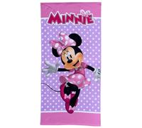 CARTOON Toalla de playa para niña Minnie Mouse 70 x 140 cm toalla microfibra 100% poliéster secado rápido toalla playa piscina rosa lunares Disney idea regalo Minnie