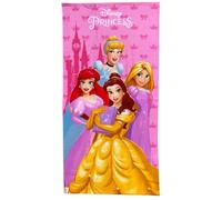 CARTOON Toalla de playa para niña princesas 70 x 140 cm toalla microfibra 100% poliéster secado rápido toalla playa piscina rosa con lazos, corona y castillo Disney Idea regalo