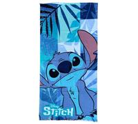 CARTOON Toalla de playa Stitch azul/verde, 70 x 140 cm, microfibra 100% poliéster, 245 g/m², absorbente y secado rápido, ligera y compacta, ideal para playa y piscina, diseño tropical Disney