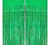 carve ideas 2 Pack Cortinas de Flecos Metálicos, Telón de Fondo de Tinsel, Decoración Fiesta Cumpleaños, Boda, Baby Shower, Navidad, Party (1 x 2,5 m, Verde)