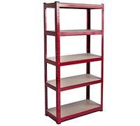 Casa de Descuento 5 Niveles Capa Estante de Almacenamiento estantería Accesorio de Cocina Resistente Garaje estantería 875 kg Capacidad, estándar, Color Rojo