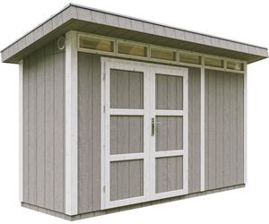 Casa de jardín de alta calidad, 4,3 m², con suelo y tejas de betún. Cobertizo para herramientas, dimensiones: 161 cm de ancho x 411 cm de largo x 239 cm de alto. Cabaña de jardín TIMBELA modelo M902A,