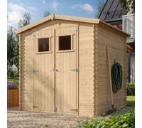 Casa de jardín de madera con suelo, tratada para resistir la humedad, dimensiones 216 cm de ancho x 206 cm de largo x 216 cm de alto / 3.53 m2 - TIMBELA M343+M343G