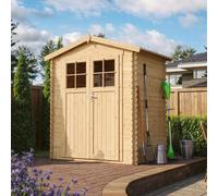 Casa de jardín de madera TIMBELA M367F+M367G - con suelo. Dimensiones: 196 cm de ancho x 136 cm de largo x 218 cm de alto / 1.98 m2